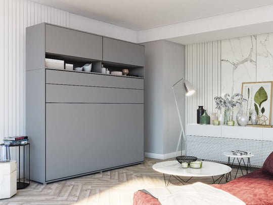 BC-04 Horizontal Wall Bed Concept 140cm With Storage Cabinet
